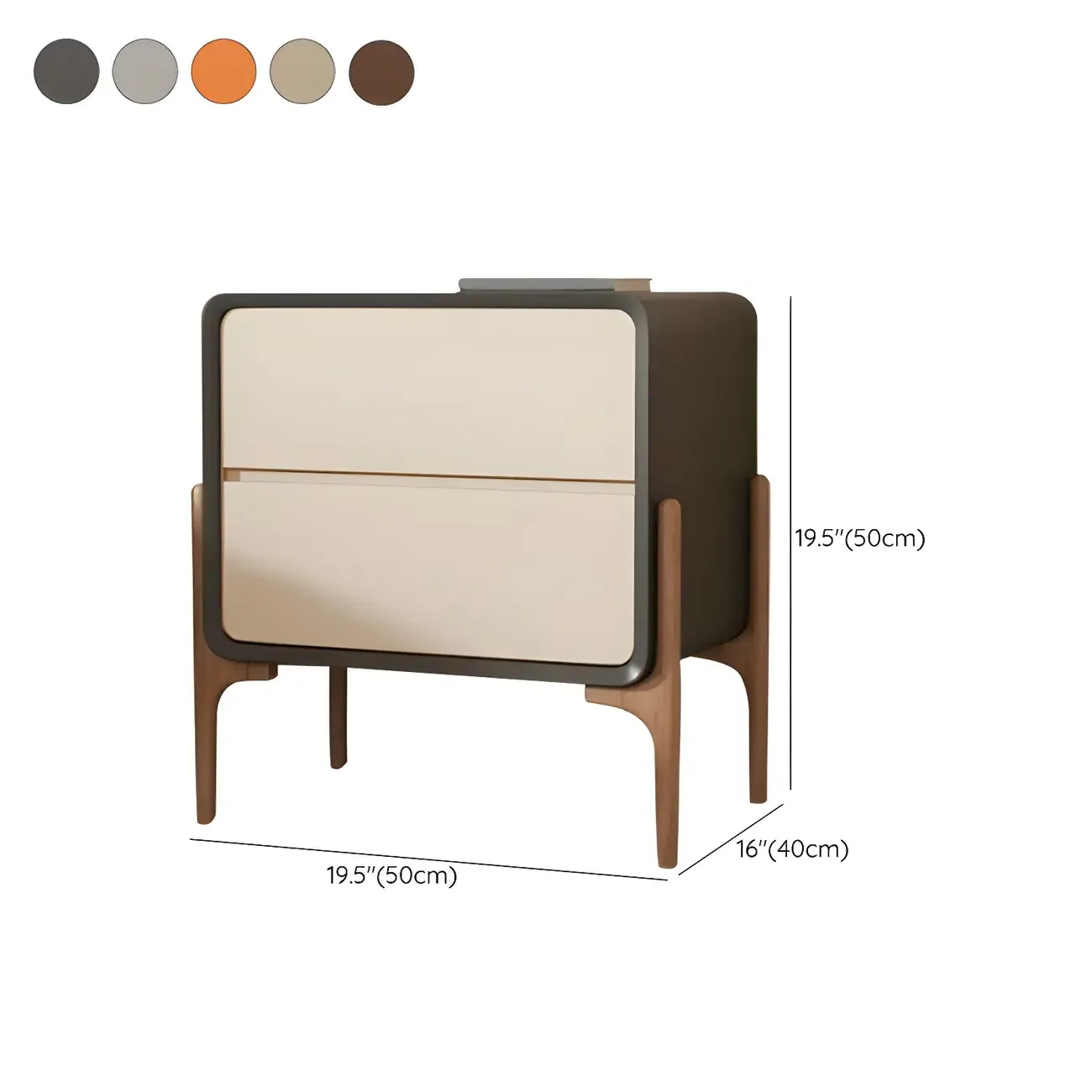 Morandi Cubic Leather Wood Small Bedside Table Image - 34