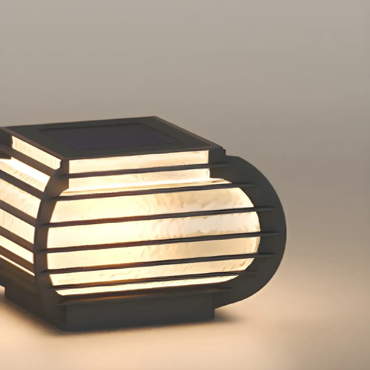 Solar Black Ribbed Metal Clear Class Post Cap Light Image - 5