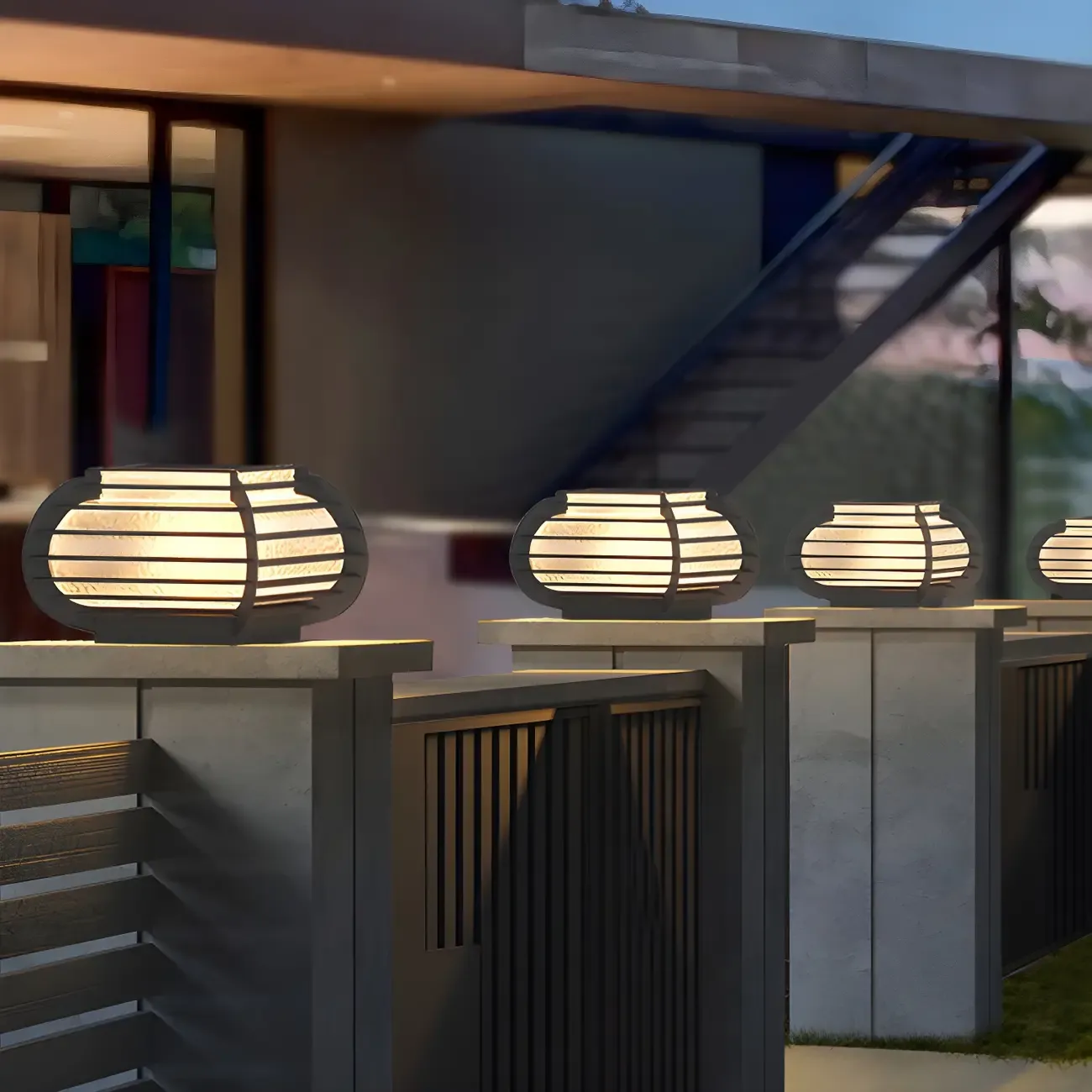 Solar Black Ribbed Metal Clear Class Post Cap Light Image - 7