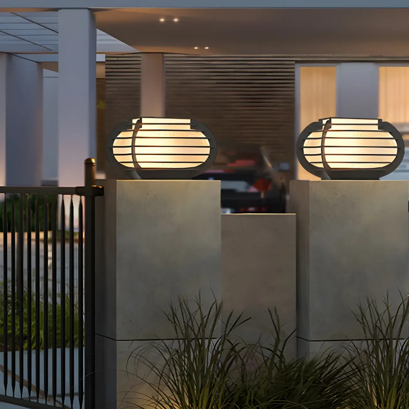 Solar Black Ribbed Metal Clear Class Post Cap Light Image - 8