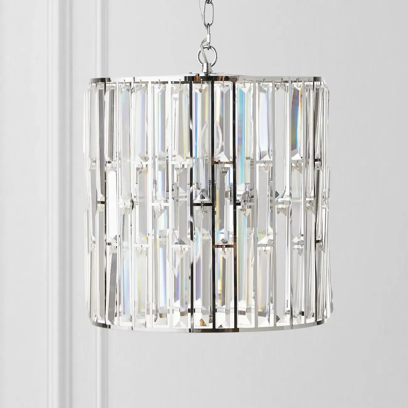Modern Drum Crystal Glass Pendant Light Image - 2