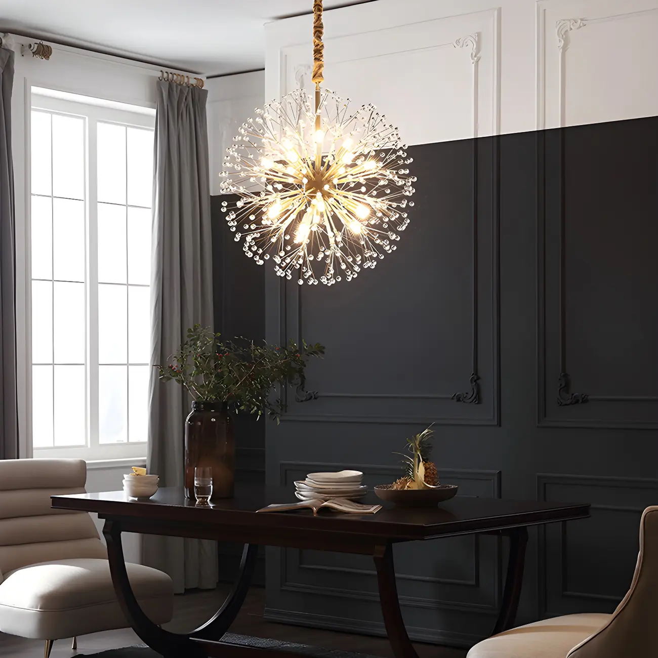 Gold Crystal Spherical Metal Modern Chandelier Image - 3 | homeyfad