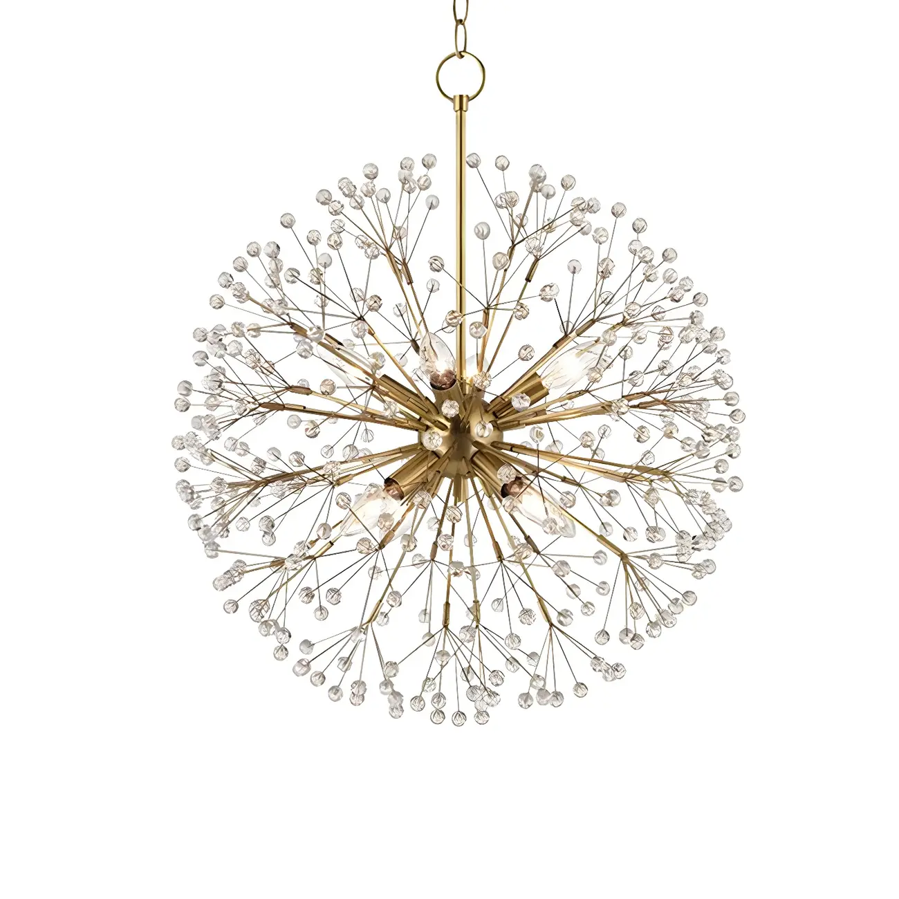 Gold Crystal Spherical Metal Modern Chandelier Image - 9 | homeyfad