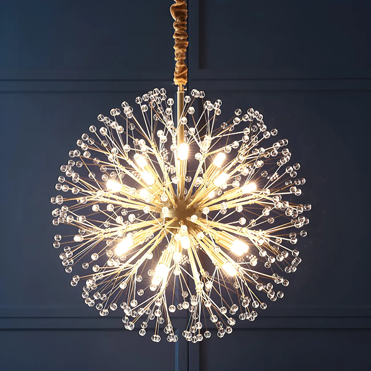 Gold Crystal Spherical Metal Modern Chandelier Image - 10 | homeyfad