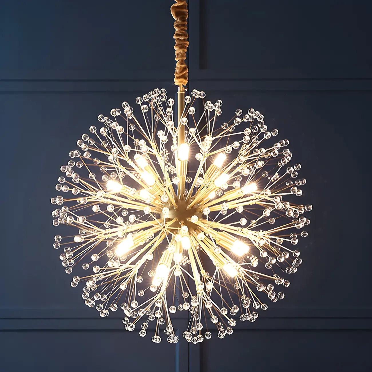Gold Crystal Spherical Metal Modern Chandelier Image - 10