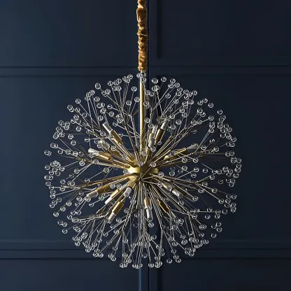 Gold Crystal Spherical Metal Modern Chandelier Image - 11