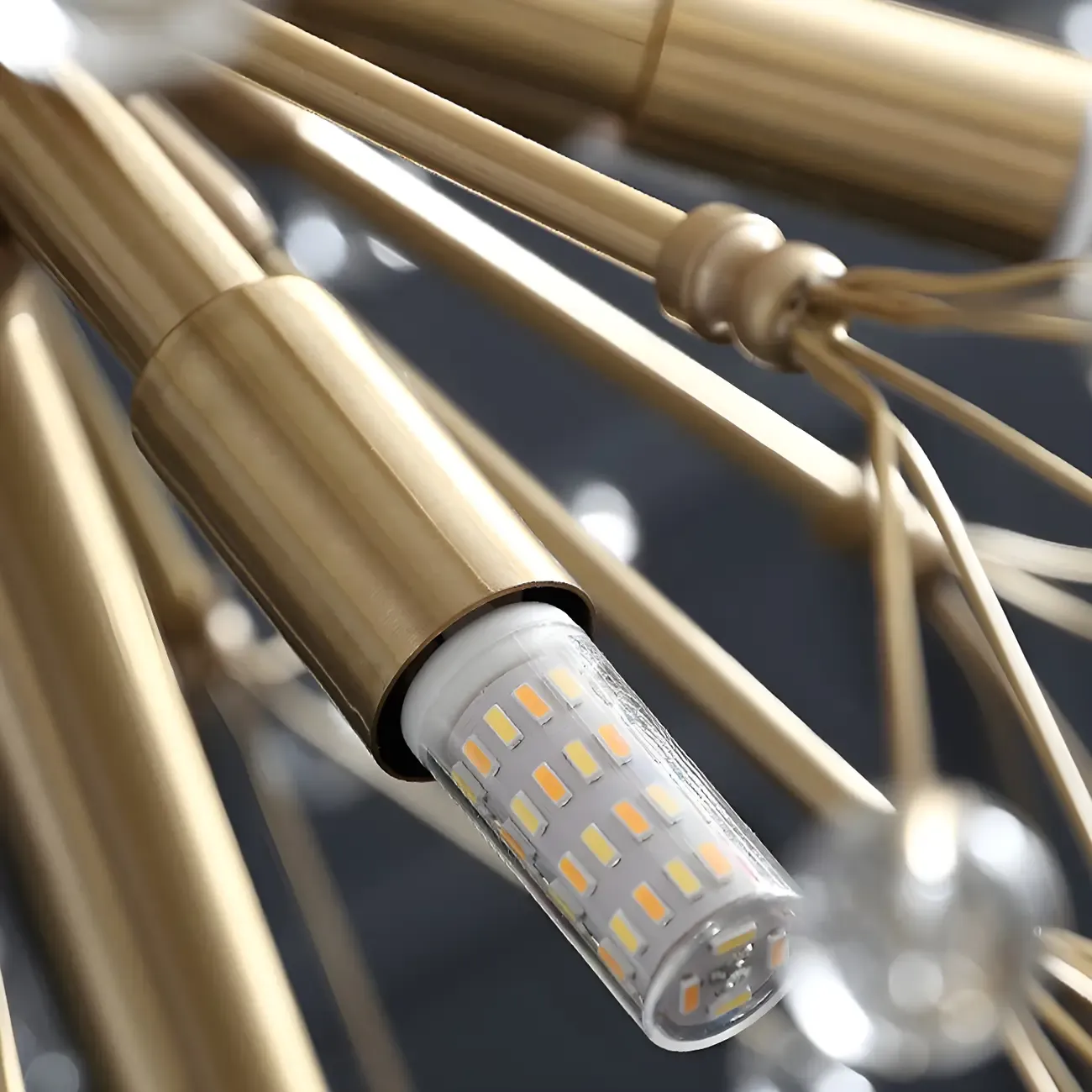 Gold Crystal Spherical Metal Modern Chandelier Image - 13