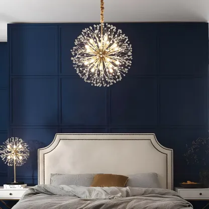 Gold Crystal Spherical Metal Modern Chandelier Image - 4