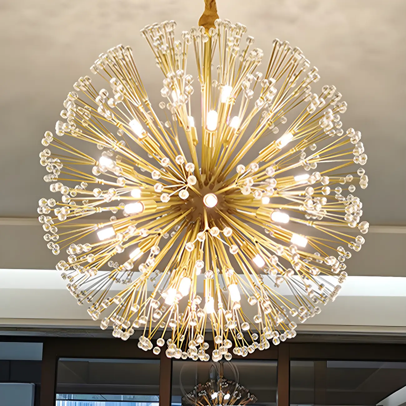 Gold Crystal Spherical Metal Modern Chandelier Image - 7 | homeyfad