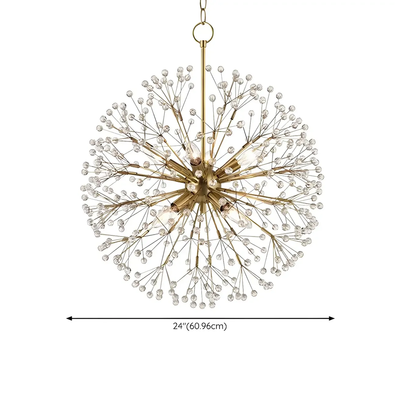 Gold Crystal Spherical Metal Modern Chandelier #size