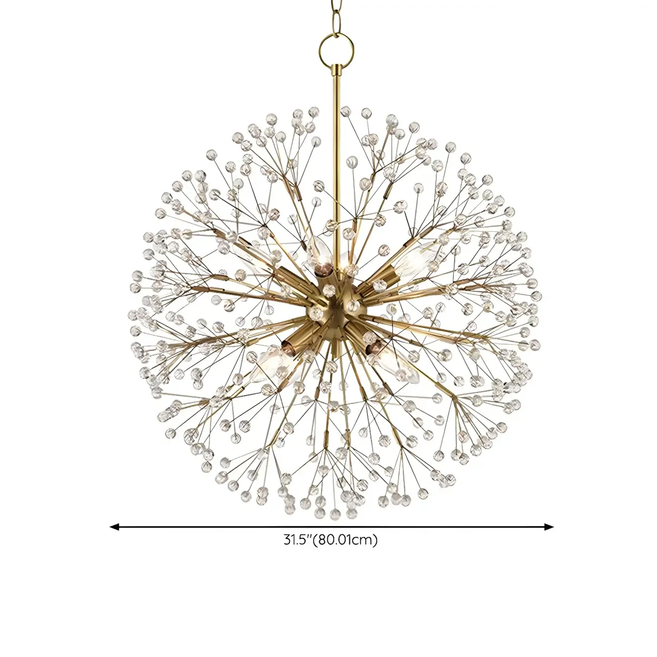 Gold Crystal Spherical Metal Modern Chandelier Image - 15