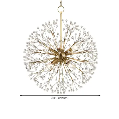 Gold Crystal Spherical Metal Modern Chandelier Image - 15