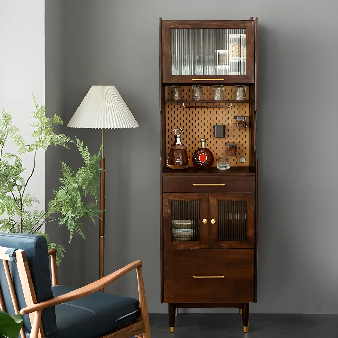 Stylish Wooden Display Cabinet with Glass Doors for Dining Room Image - 1 | homeyfad