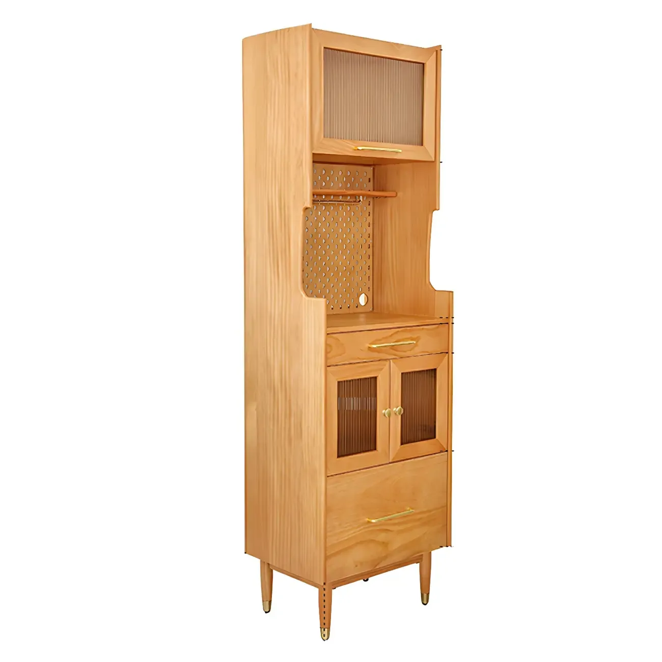 Stylish Wooden Display Cabinet with Glass Doors for Dining Room Image - 5