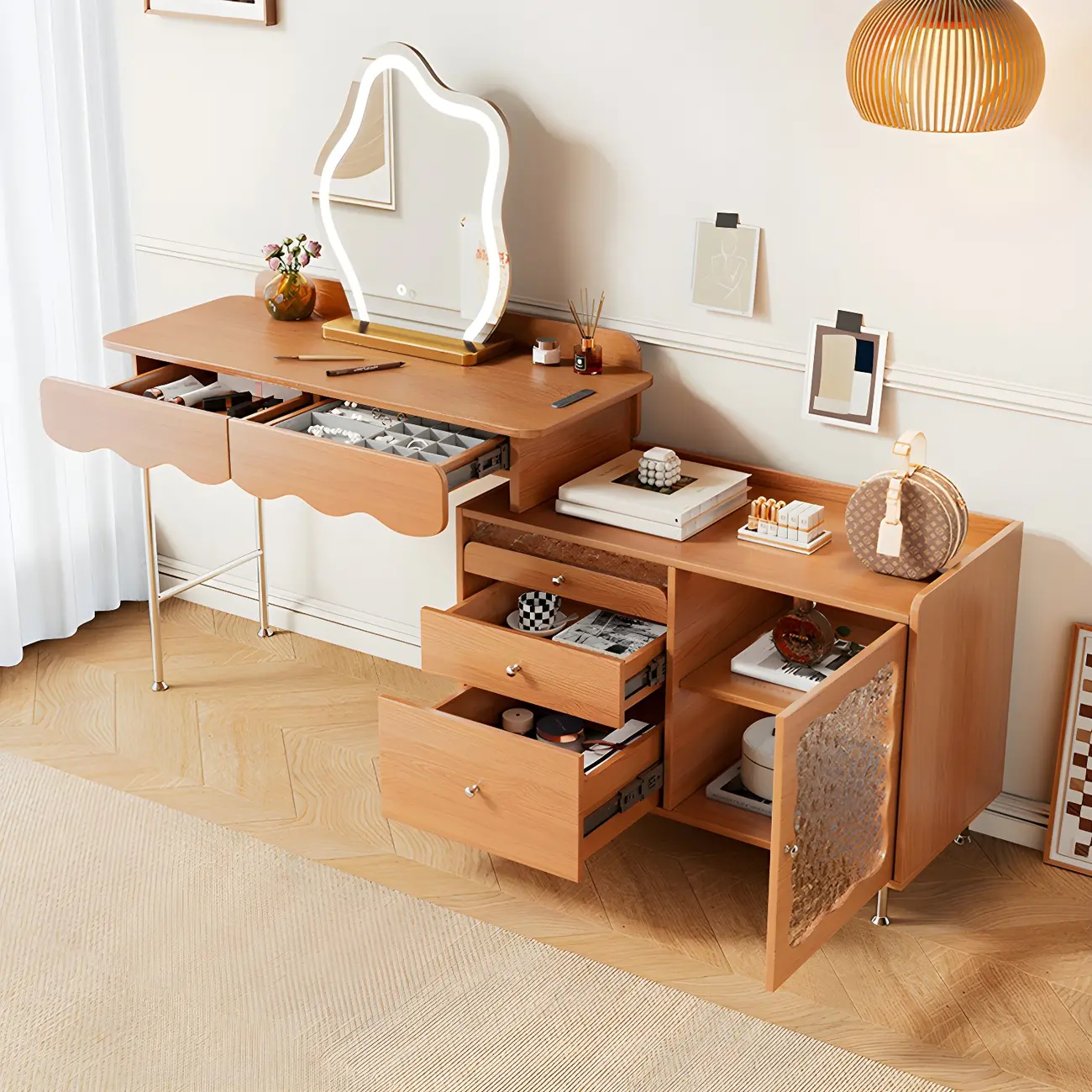 wood vanity furniture set