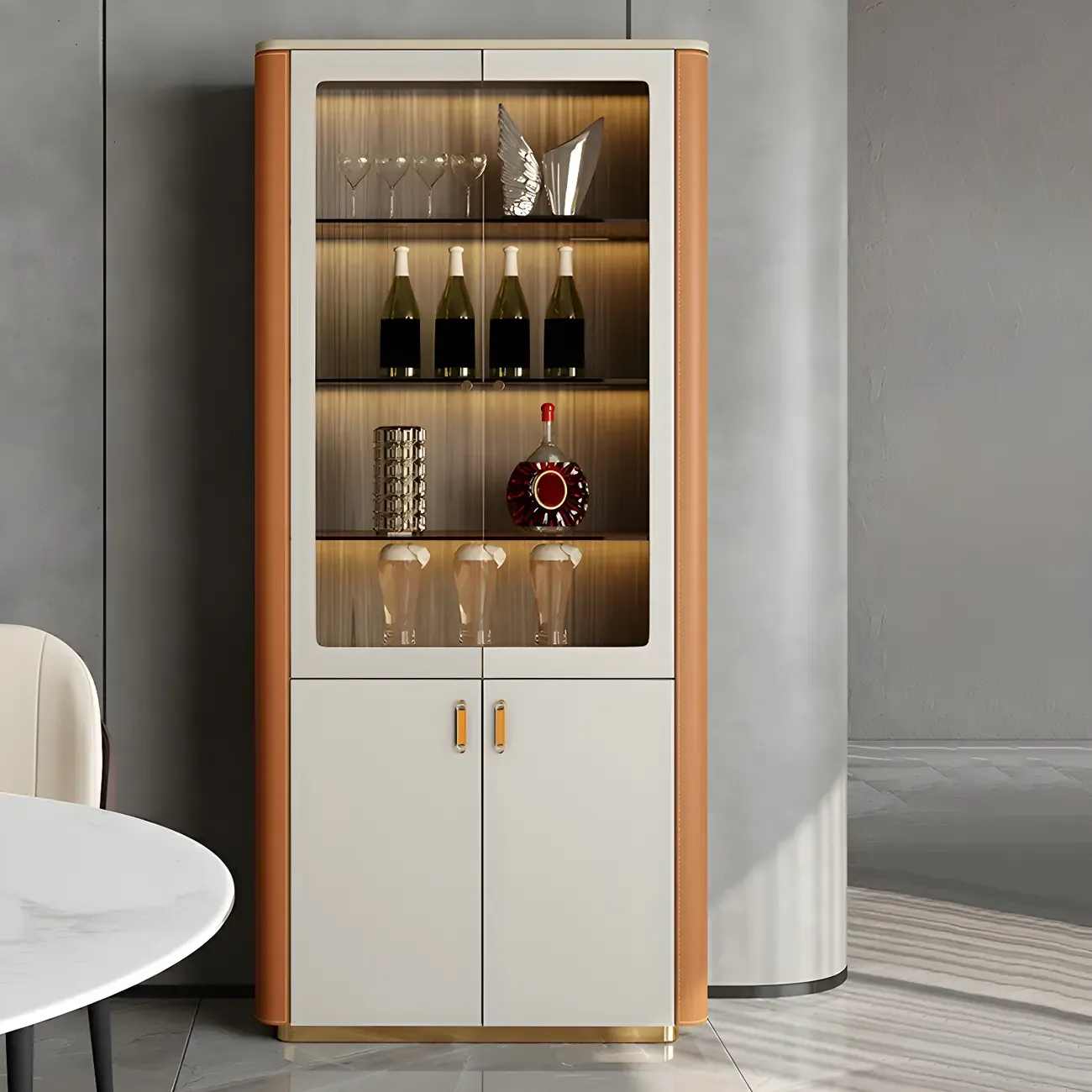 Durable Wooden Display Cabinet with Glass Doors for Home Decor Image - 1