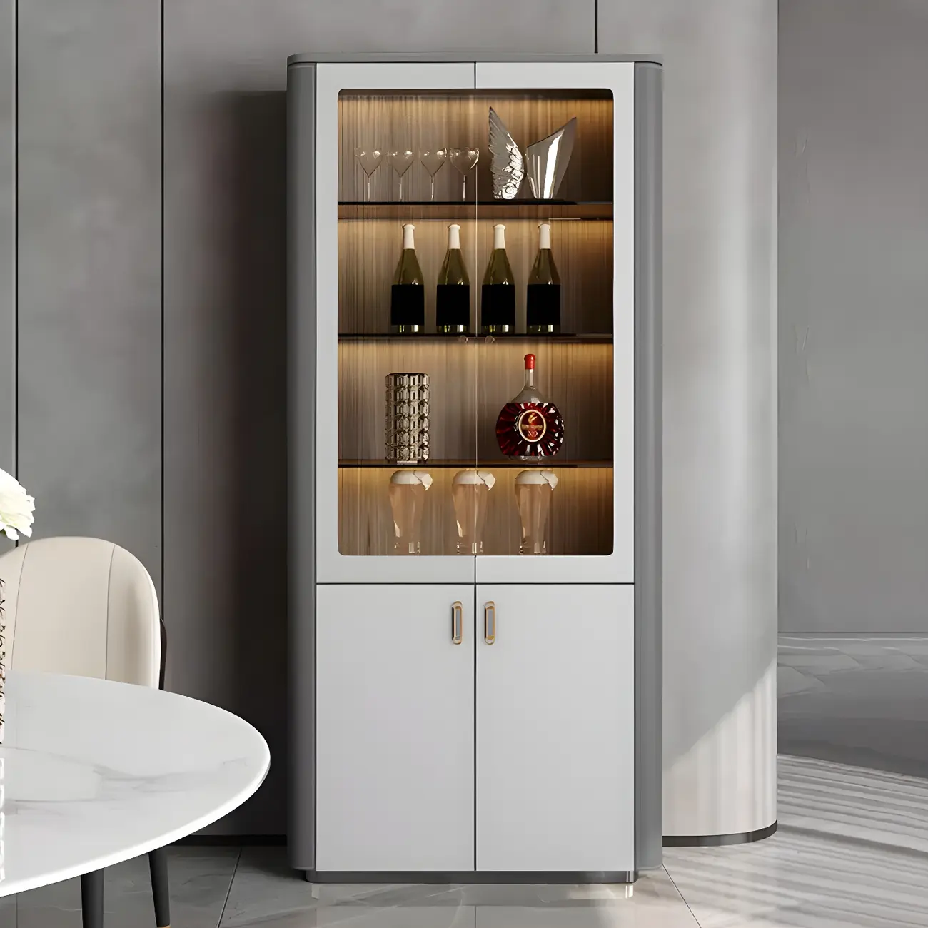 Durable Wooden Display Cabinet with Glass Doors for Home Decor Image - 2 | homeyfad