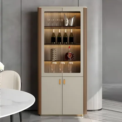 Durable Wooden Display Cabinet with Glass Doors for Home Decor Image - 3
