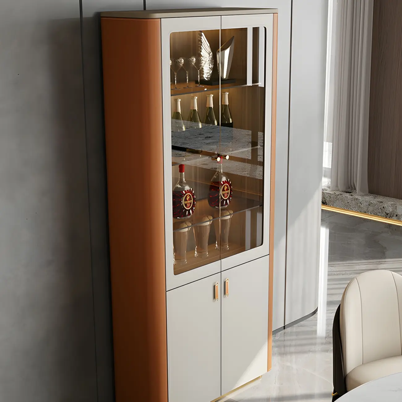 Durable Wooden Display Cabinet with Glass Doors for Home Decor Image - 6 | homeyfad
