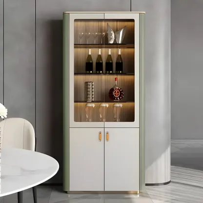 Durable Wooden Display Cabinet with Glass Doors for Home Decor Image - 7