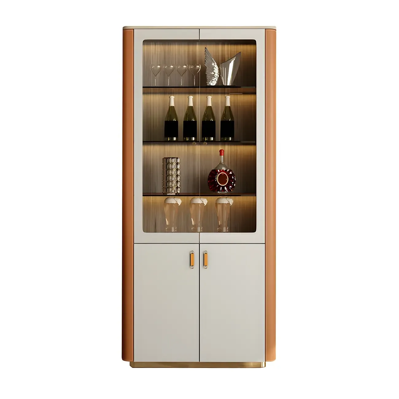 Durable Wooden Display Cabinet with Glass Doors for Home Decor Image - 10