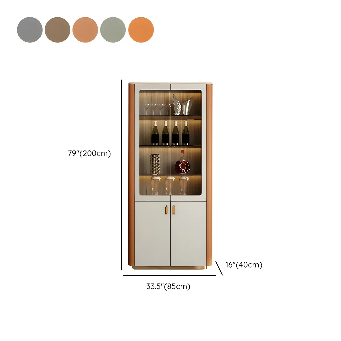 Durable Wooden Display Cabinet with Glass Doors for Home Decor #size