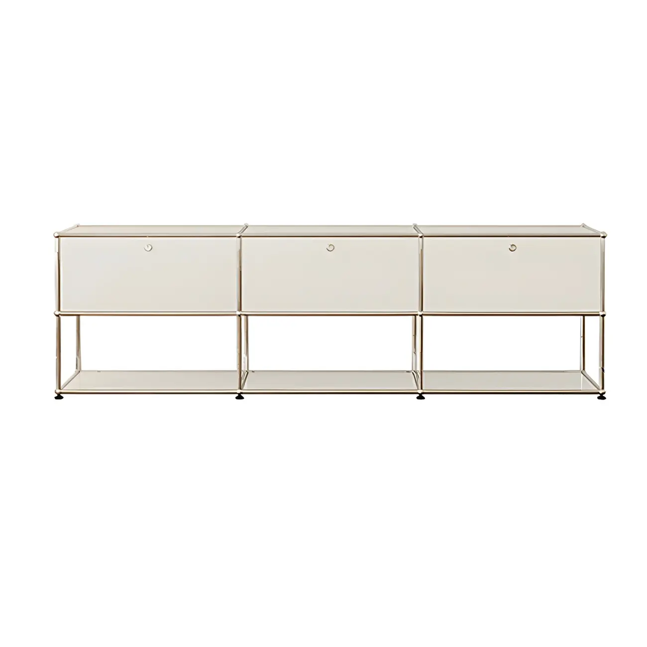 Minimalist White Wooden Dresser with Stainless Frame for Home Image - 2 | homeyfad