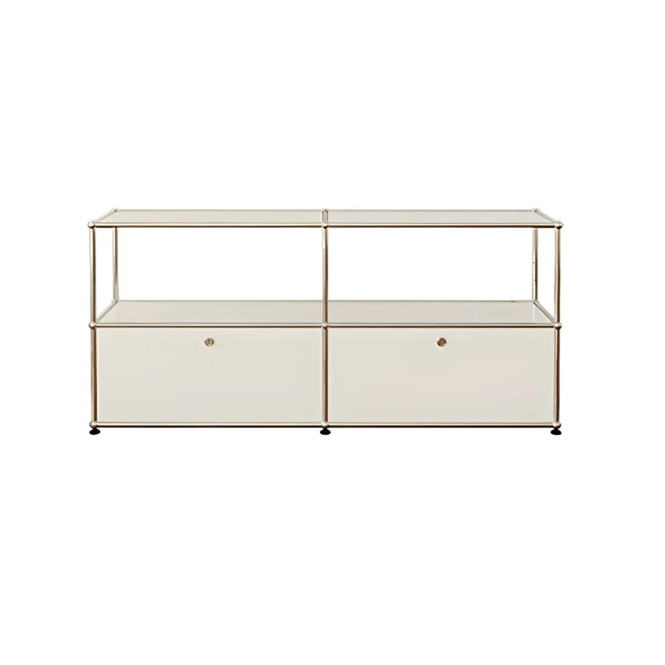 Minimalist White Wooden Dresser with Stainless Frame for Home Image - 3 | homeyfad