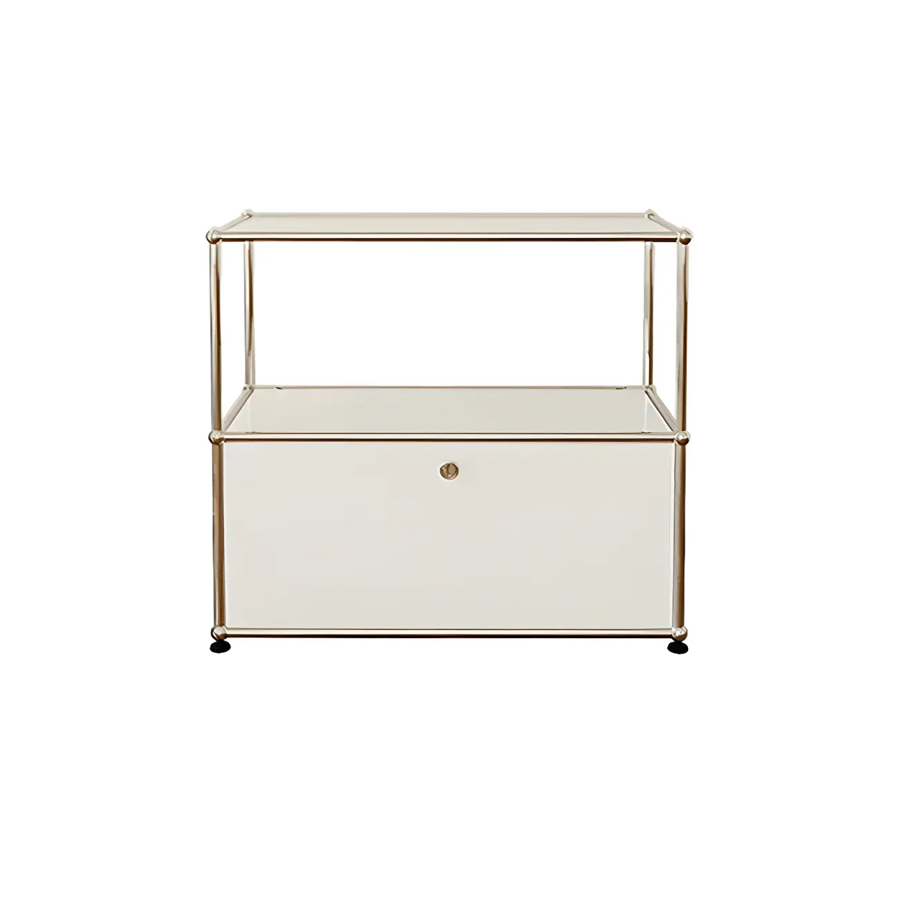 Minimalist White Wooden Dresser with Stainless Frame for Home Image - 7 | homeyfad