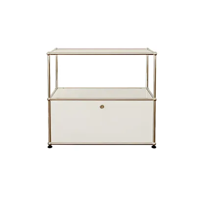 Minimalist White Wooden Dresser with Stainless Frame for Home Image - 7