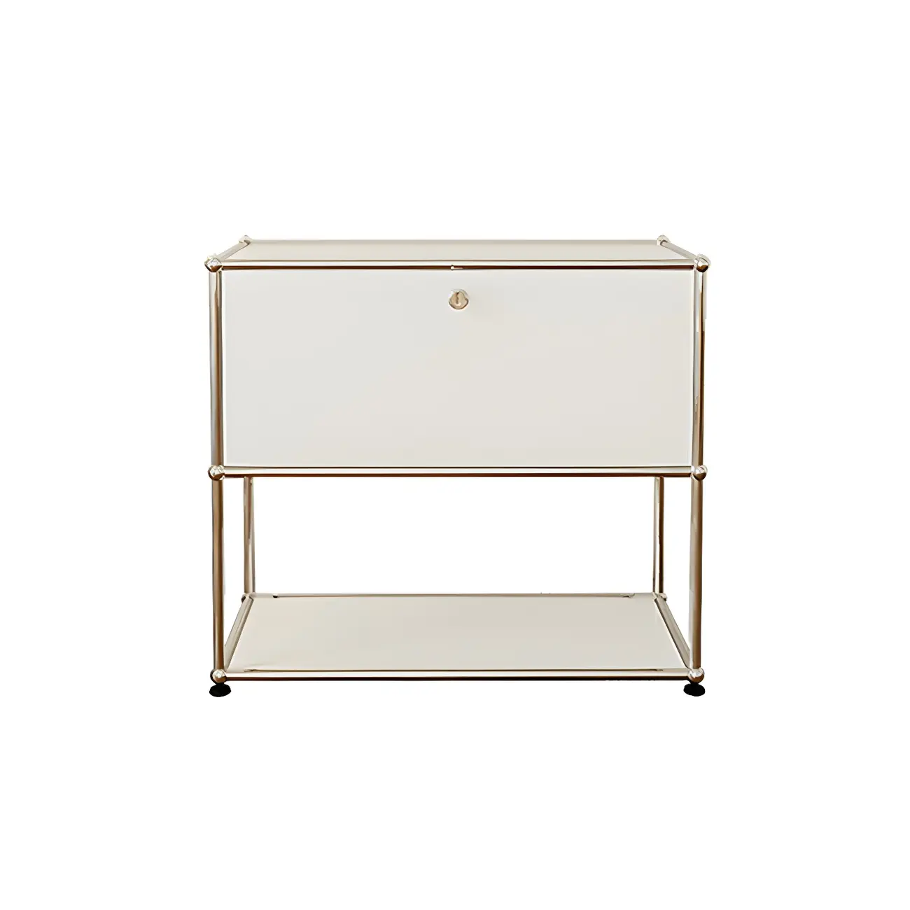 Minimalist White Wooden Dresser with Stainless Frame for Home Image - 10 | homeyfad