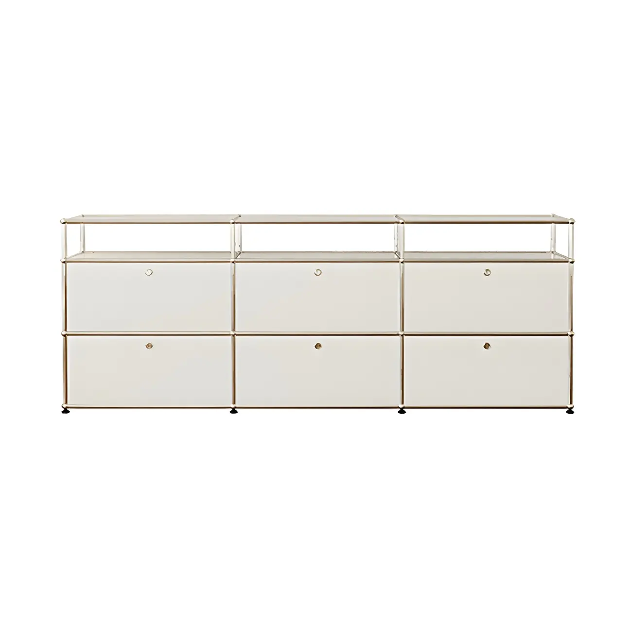 Minimalist White Wooden Dresser with Stainless Frame for Home Image - 12 | homeyfad