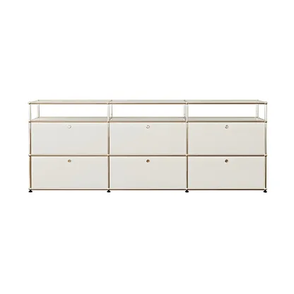 Minimalist White Wooden Dresser with Stainless Frame for Home Image - 12