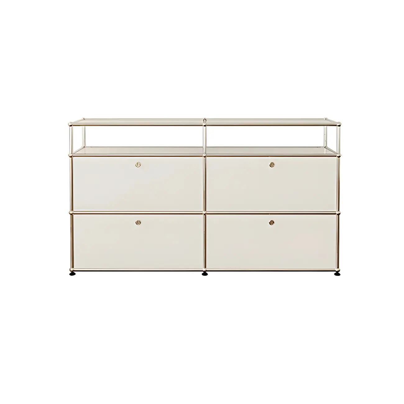 Minimalist White Wooden Dresser with Stainless Frame for Home Image - 14 | homeyfad