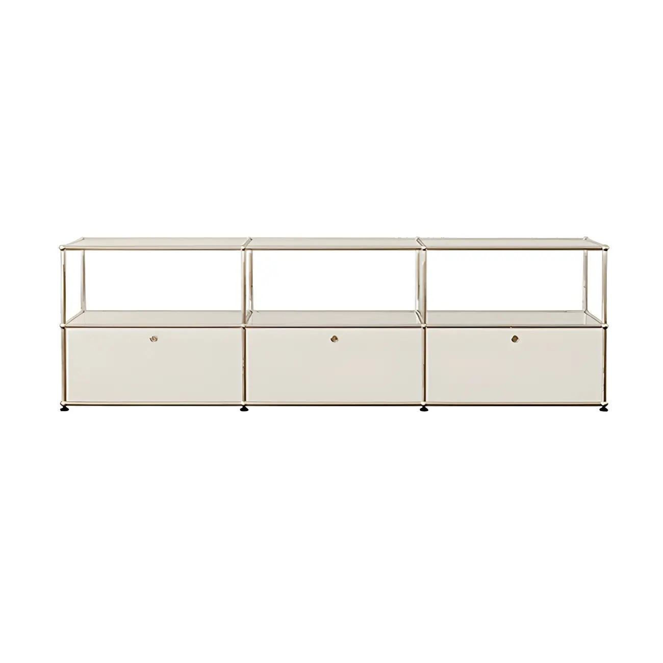 Minimalist White Wooden Dresser with Stainless Frame for Home Image - 17 | homeyfad
