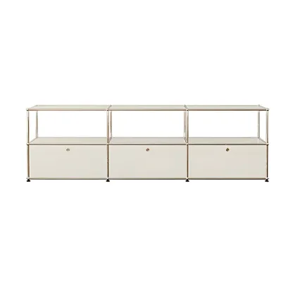 Minimalist White Wooden Dresser with Stainless Frame for Home Image - 17