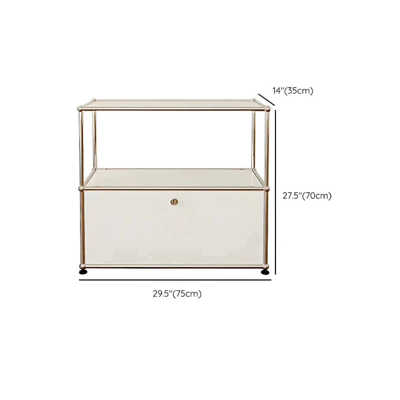 Minimalist White Wooden Dresser with Stainless Frame for Home #size | homeyfad