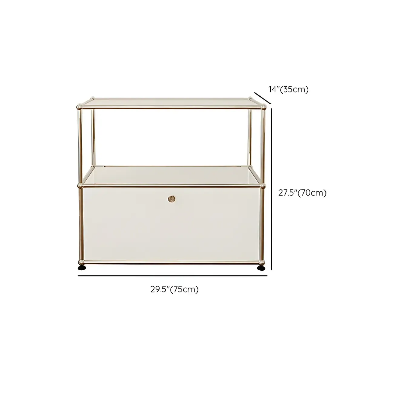 Minimalist White Wooden Dresser with Stainless Frame for Home #size