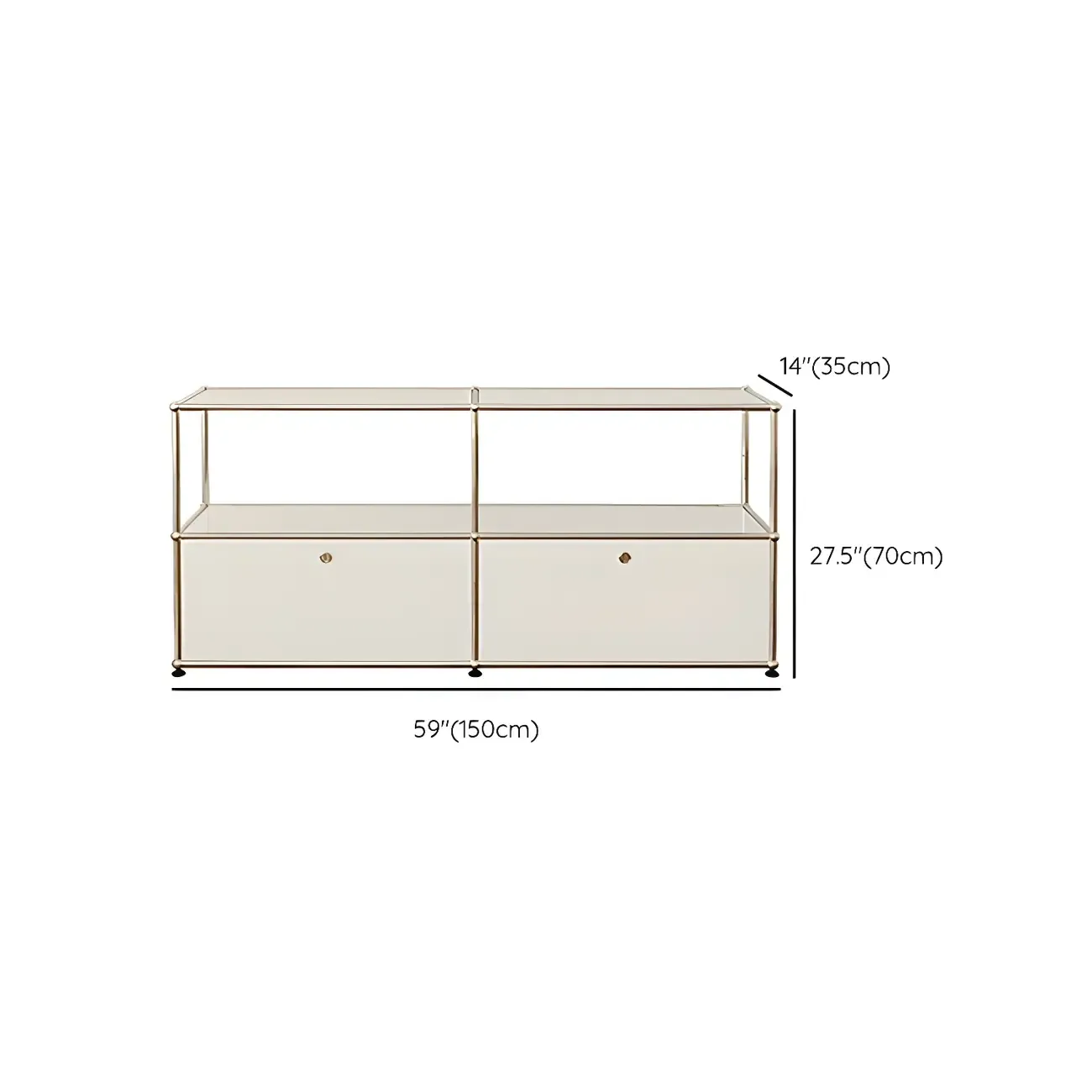 Minimalist White Wooden Dresser with Stainless Frame for Home Image - 19