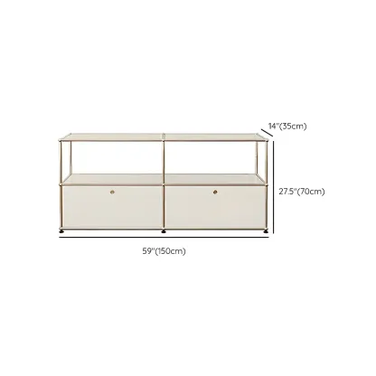 Minimalist White Wooden Dresser with Stainless Frame for Home Image - 19