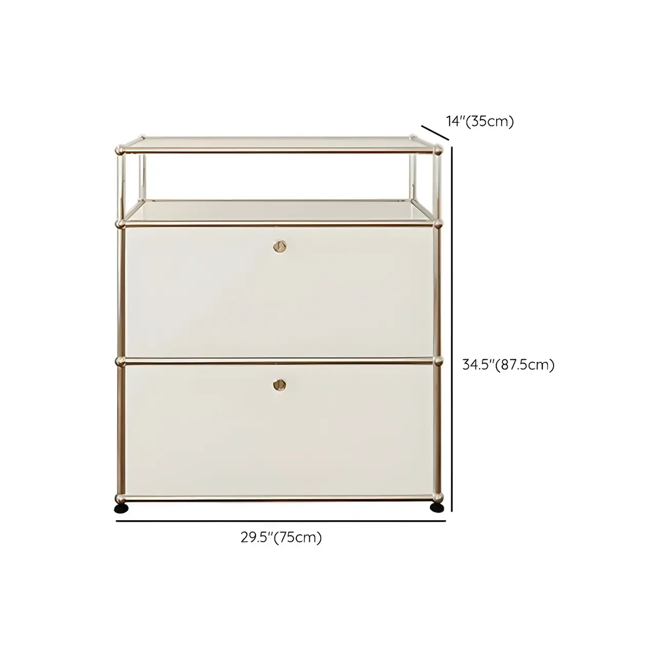 Minimalist White Wooden Dresser with Stainless Frame for Home Image - 21