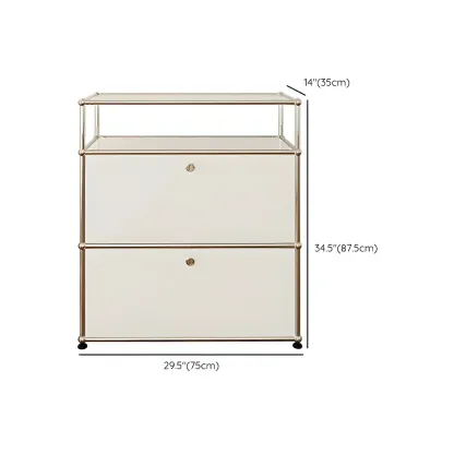 Minimalist White Wooden Dresser with Stainless Frame for Home Image - 21