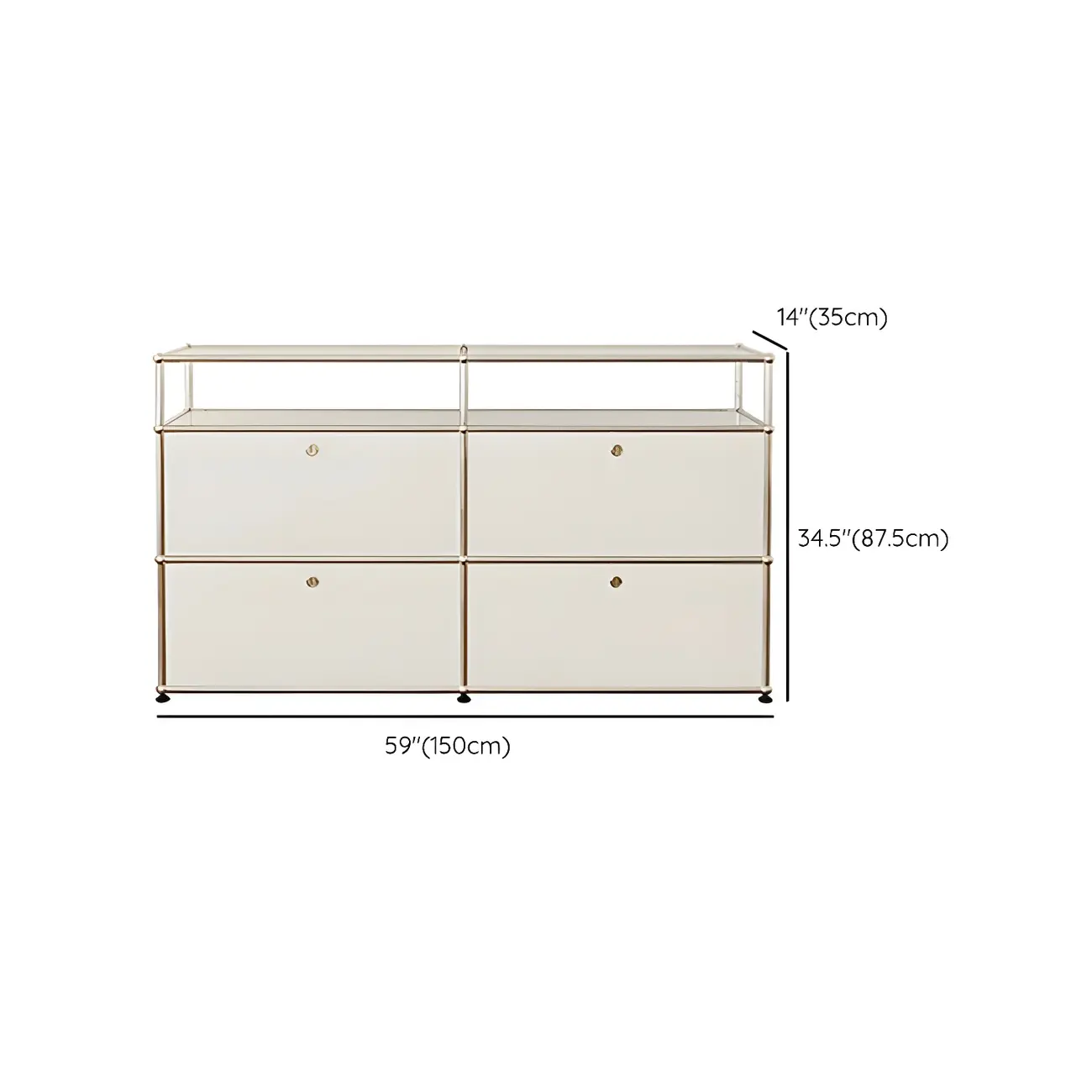 Minimalist White Wooden Dresser with Stainless Frame for Home Image - 22 | homeyfad
