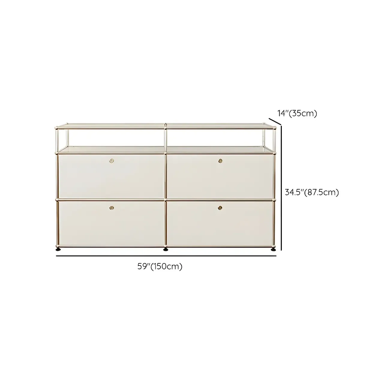 Minimalist White Wooden Dresser with Stainless Frame for Home Image - 22
