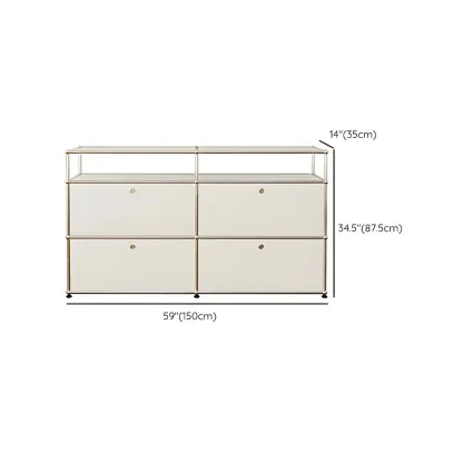 Minimalist White Wooden Dresser with Stainless Frame for Home Image - 22
