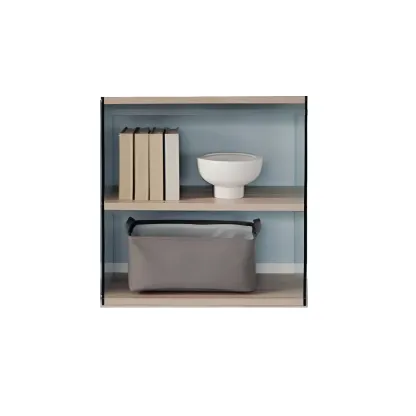 Trendy Glass and Wood Open Display Etagere Bookcase Image - 3