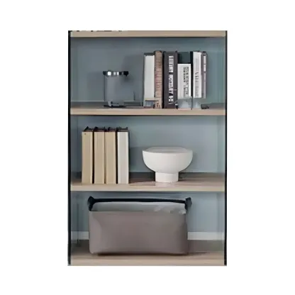 Trendy Glass and Wood Open Display Etagere Bookcase Image - 4