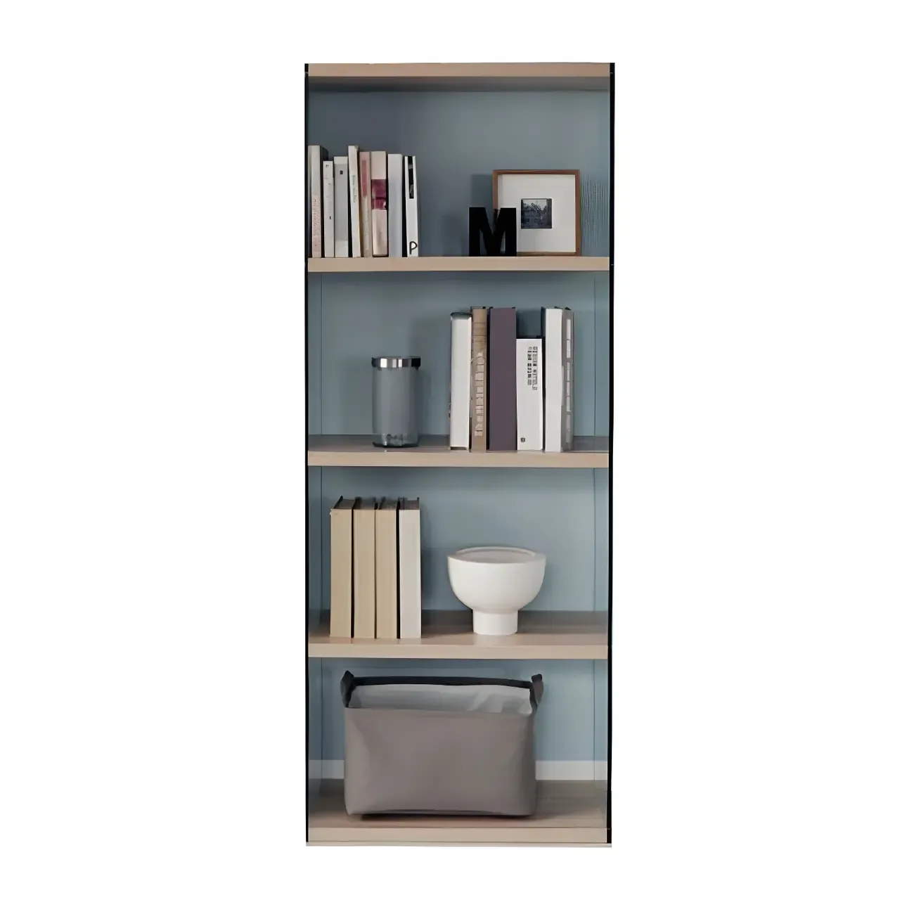 Trendy Glass and Wood Open Display Etagere Bookcase Image - 5