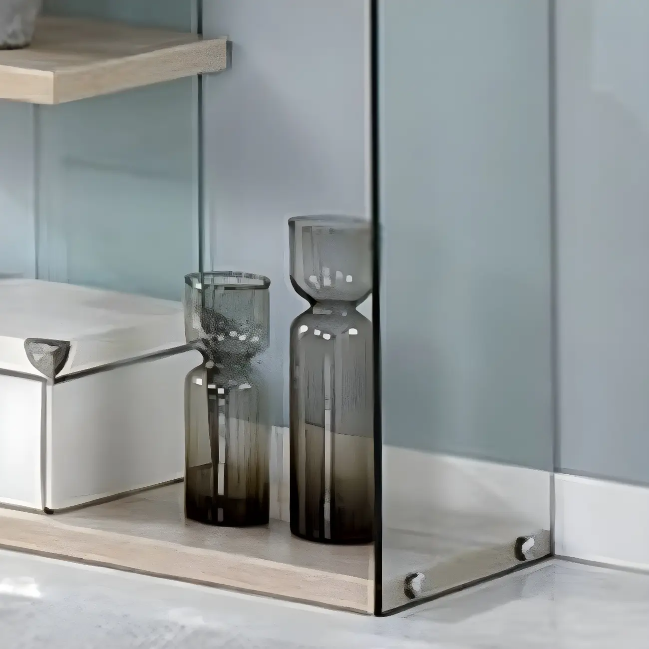 Trendy Glass and Wood Open Display Etagere Bookcase Image - 8 | homeyfad