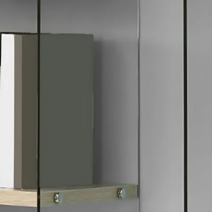 Trendy Glass and Wood Open Display Etagere Bookcase Image - 11